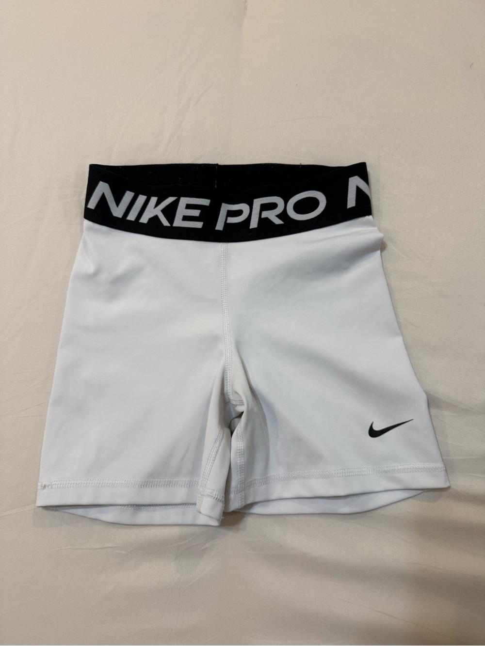 Nike Pros White-12” length- XS